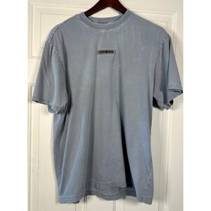Teddy Fresh Mens Large Faded Blue Gray Logo Patch Heavyweight Cotton T-Shirt